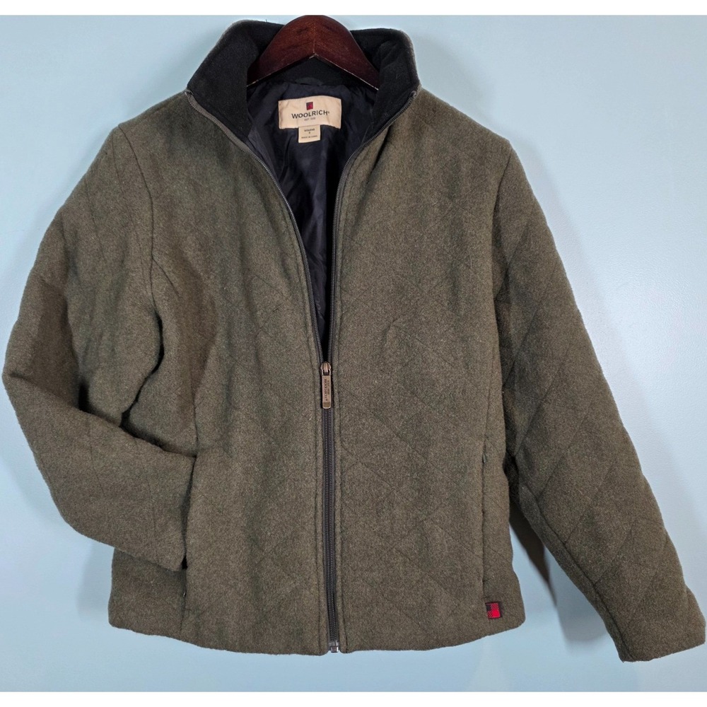 Vintage Woolrich Women's Quilted Jacket S 100% Pure Wool Olive Heather Heritage